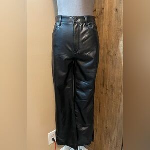 Abercrombie & Fitch Black Vegan Leather '90s High Rise Straight Pants